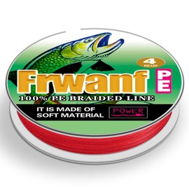 Frwanf Geflochtene Angelschnur, Farbe verblasst nicht, 100 m - 2000 m, 2,7–136 kg, superstarke PE-Angelschnur, abriebfest, kein Dehnen, Rot