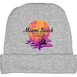 inktastic Miami Beach Florida Vacation Sunset Baby Beanie Hat Small Heather Grey 370c4