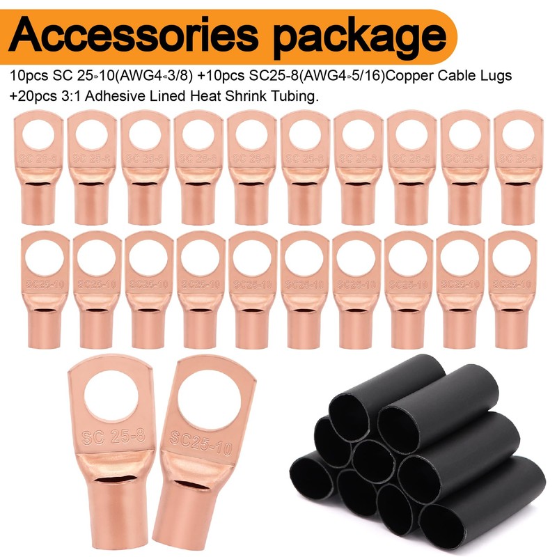 4 Gauge Wire (25FT Black+25FT Red) Copper Clad Aluminum CCA,20PCS