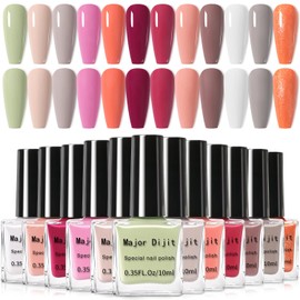 DouborQ Nail Polish Set Nude White Pink Orange Nail Art Regular Nail Polish DIY Salon Pack of 12 Home Gift