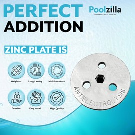 Poolzilla Zinc Anode Plate - 2 Pack, Keep Your Skimmer Basket in Place, Fights Against Corrosion and Electrolysis