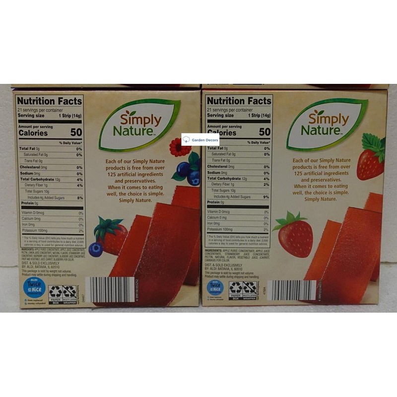 Simply Nature NON-GMO Fruit Stripe Strawberry & Wildberry 21 Strips