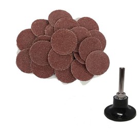 Benchmark Abrasives 2" Quick Change A/O Sanding Discs with a Male R-Type Backing with Mandrel Disc Holder for Surface Prep Polish Burr Rust Paint Removal (25 Pack) - 40 Grit