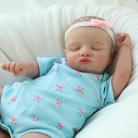 KSBD Realistic Reborn Baby Dolls - 18 inch Rosalie Newborn Baby Sleeping Girl, Cloth Body Poseable Real Life Baby Dolls Birthday Gift for Kids Age 3+…