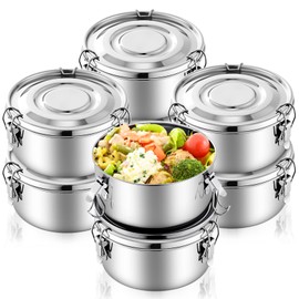 8 Pcs Small Stainless Steel Bento Box Bulk 13 oz Reusable 304 Stainless Steel Food Storage Containers with Lockable Clips to Leak Proof, Dishwasher Safe