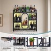 39in Wine Rack Wall Mounted with Led Light, 3-Tiers Black