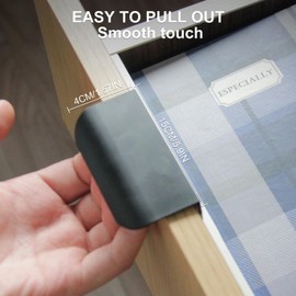 Cekikibi 2 Pack Adhesive Edge Finger Pulls for Cabinets，Kitchen Aluminium Alloy Concealed Drawer Pulls No Drilling Required Flat Stick On Cabinet Handles (Black, 3.15" Overall Length)