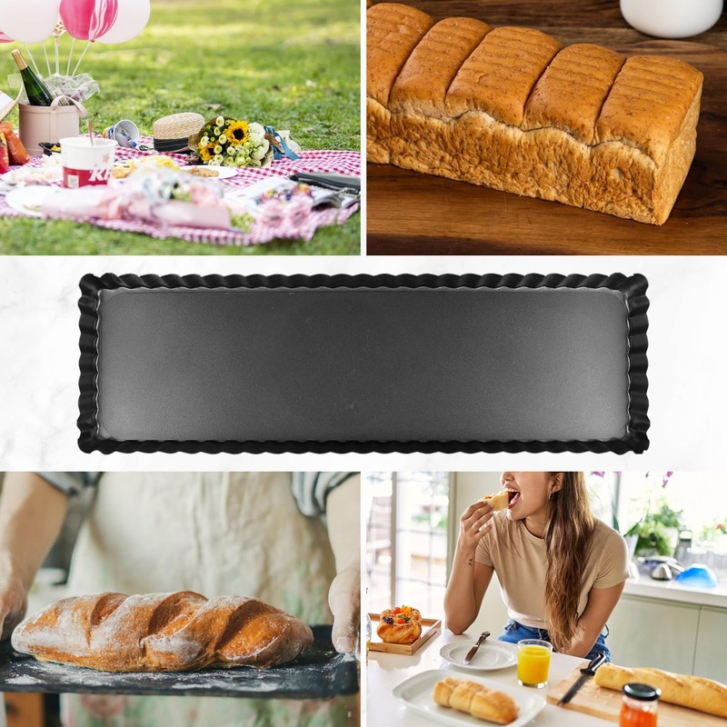 WENLISELL 2 PCS Rectangular Tart Tin for Baking, 14inch Long