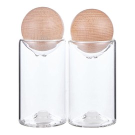 Santa Barbara Design Studio Salt & Pepper Shakers Sleek Kitchen Essentials, 3.25" Tall, Glass/Beech Wood