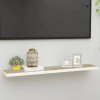 Oak and White Floating Wall Shelf 47.2"x9.3"x1.5" MDF Display Standcolor: