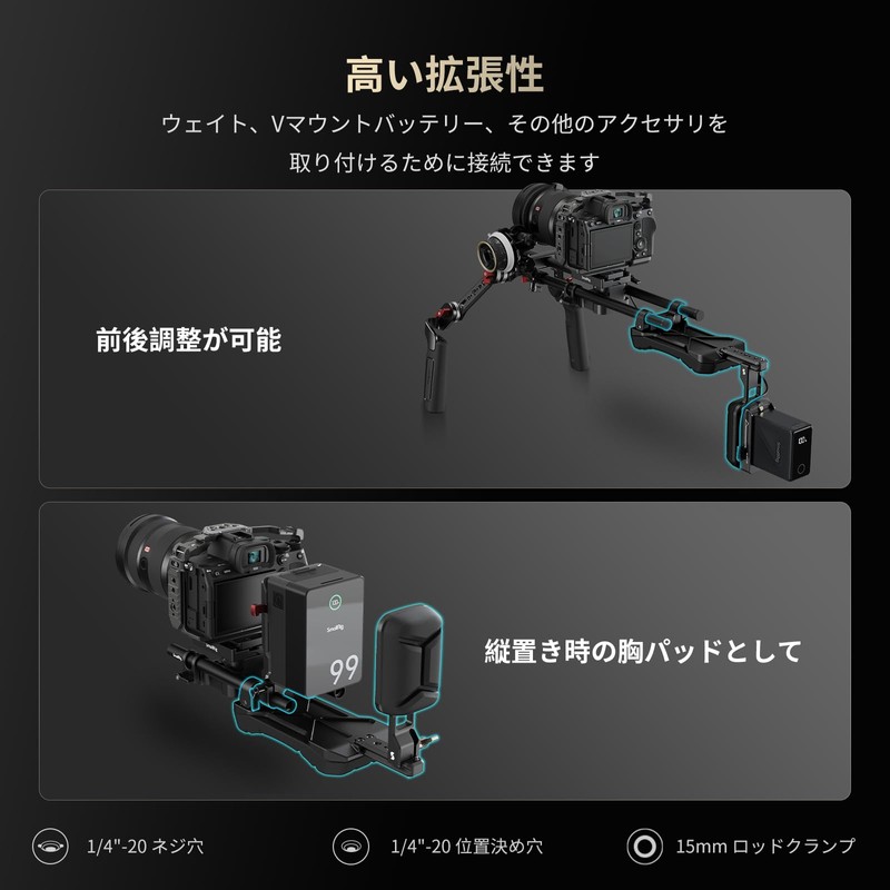 SmallRig Universal Shoulder Pad 15mm with Dual Rod Clamp 5153