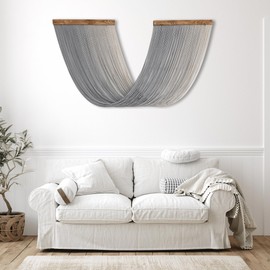 Knots & Beyond Macrame Wall Hanging Long, Boho Wall Decor, Macromdeia Wall Hanging, Yarn Wall Art, Gray Ombre, 57" x 31.4"