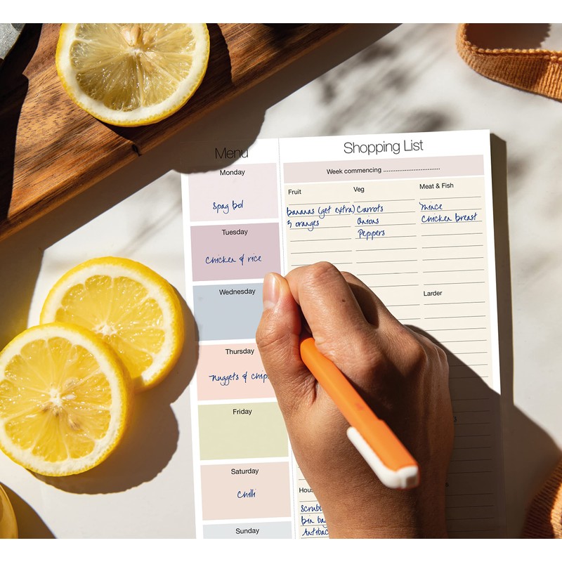 Shopping List Pad with detachable Weekly Meal Planner. 50 sheets