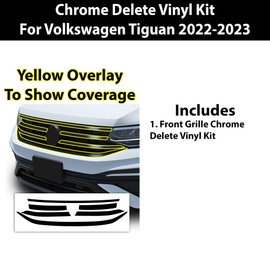 BOGAR TECH DESIGNS Front Chrome Delete Overlay Compatible with Volkswagen Tiguan 2022 2023, Gloss Black