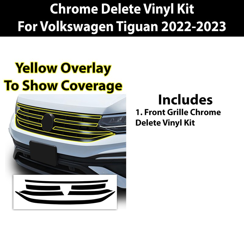BOGAR TECH DESIGNS Front Chrome Delete Overlay Compatible with Volkswagen