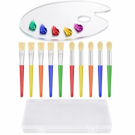 12 Pcs Kids Paint Brushes Set, Childrens Paintbrushes for Art, Hog Bristle