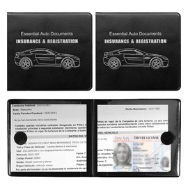 Ziciner Car Registration Insurance Holder, 2Pack Essential Auto Card Document Glove Box Organizer with Velcro Closure, Vehicle Interior Accessories Perfect for Most Car, Truck, SUV (Black/Big Car)