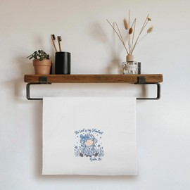 uinwk The Lord is My Shepherd Christian Kitchen Towels, Blue and White Chinoiserie Floral Easter Lamb Hand Towels for Bathroom, Bible Verse Psalm 23:1 Dish Tea Towels for Kitchen Decor, 16x24 Inch