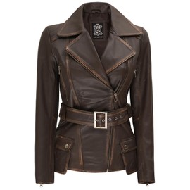Blingsoul Brown Biker Leather Jacket Women | [1302162] Victoria Ruboff, S