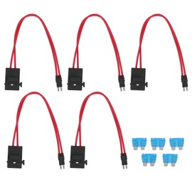 5Pcs Car Fuse Holder Connector Mini Heavy Duty Wire Extension for Vehicle ATM 20A 16AWG with 5 Fuses ACM Long Feet 9.1mm