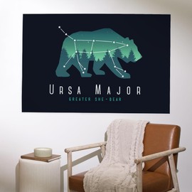 Lantern Press 36x54 Inch Giclee Print, Ursa Major, Constellation Silhouette with Scene, Night Sky