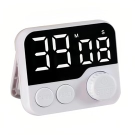 Lancoon Digital Kitchen Timer with LED Large Display Rotary Button Magnet Design Precise Timing Hanging Hole Bracket Easy to Use for Cooking Baking Home Students (White)