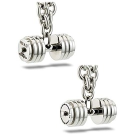 Men's Stainless Steel Stack Plate Dumbbell on Linked Chain Necklace-Phil 4:13