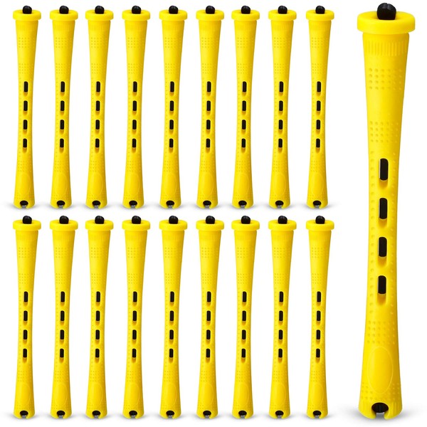 Pack of 60 Long Perm Bars, Plastic Hair Perm Bars, Cold Wave Bars, Curlers, Hair Styling, Hairdressing Tool (Yellow, 0.28 Inches)
