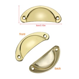 Juibao 12 Pieces Gold Shell Cup Pull Handles, Metal Half Moon Closet Knob for Kitchen Cabinet Furniture Door Drawer Knobs Cupboard, Gold