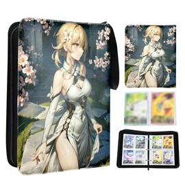 Genshiin-Impact Trading Card Album, Card Scrapbook with 50 Pages, 400 Pockets, Collector Binder Card Collection, Binder, Trading Card Albums Style Insert for Children, Boys, Girls Collectors