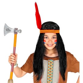 W WIDMANN MILANO Party Fashion - Indian Black Long Wig Synthetic Hair Wild West