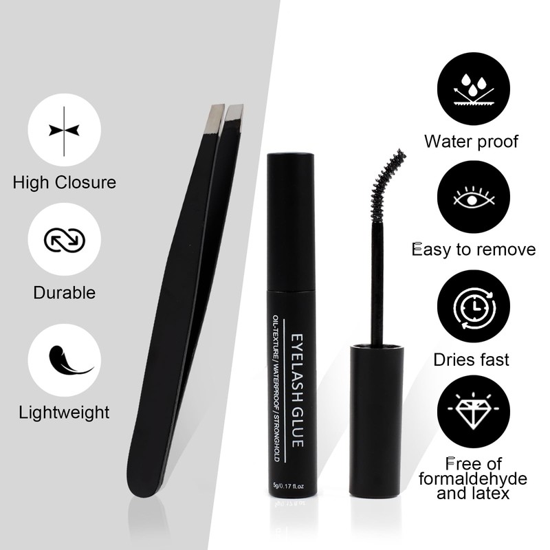 Fenshine Cluster Lashes, Individual Lashes, Wide Stem C/D Curl, 9-15
