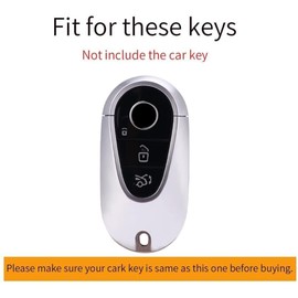 ontto Car Key Case Key Case Key Fob Leather Protective Cover Fits Mercedes C S Class C200 W206 GLC X254 300 GLE EQE53 EQS 53 AMG 2023-2025 Key Case 4 Button, A Black