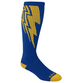 Epic Adult Lightning Bolt - Cute Novelty Fun Design Knee-High Socks (1-Pair) Blue/Yellow (Large) Sock Size PR