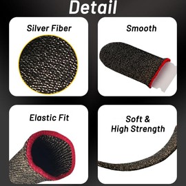 Yopolaz 6 Pack Gaming Finger Sleeves - Thin Mobile Finger Protectors - Gamer Accessories Compatible with Most Touchscreen Devices (Black x 6)