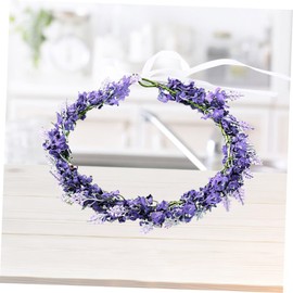 BIUDECO 3pcs Lavender Wreath Lavender Headband for Girls Floral Headpiece Hair Flowers for Women Floral Tiara Lavender Headpiece Bridal Wreath Fairy Bride Adjustable Flower Headdress