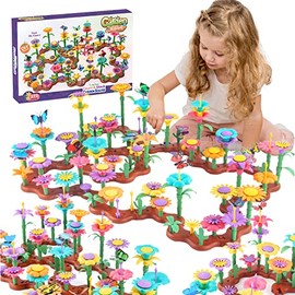 TIME4BUY Regalos Juguetes para Niñas - Juguetes de Construcción de Jardín，Juego de 272 Piezas de Juguetes Educativos, Juegos de Aprendizaje Apilables de Flores Regalo para Niños de 3 4 5 6 7 Años