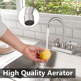 GBBNE Bar Sink Faucet 4 Inch Center 2 Hole Deck Mount Bar Faucets for Sink Prep Dual Handles Commercial Utility Laundry Kitchen,Brushed Nickel