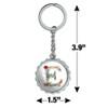 Letter E Floral Monogram Initial Keychain Chrome Plated Metal Pop