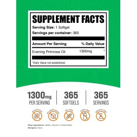 BulkSupplements Evening Primrose Oil Softgels 1300Mg Natural Nutrients 365 Count For Vitality