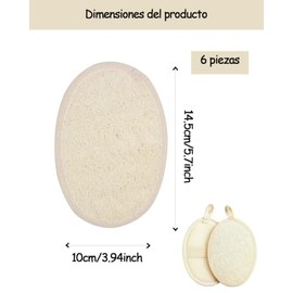 Estropajo Para Cuerpo, 6 Unidades de Esponja de Baño Natural, Luffa para Limpieza Corporal, Exfoliante Suave para Cuidado de la Piel, Herramienta de B