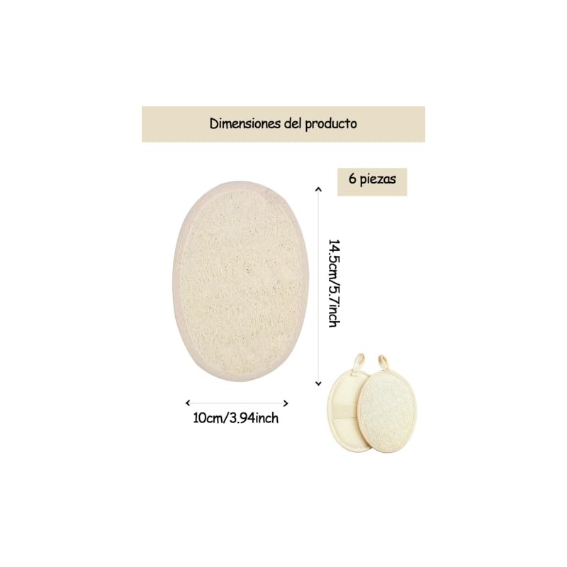 Estropajo Para Cuerpo, 6 Unidades de Esponja de Baño Natural,