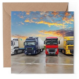 1 x Greeting Card - Truck Stop Lorry Transport Freight - Blank Birthday Celebration Anniversary #52320