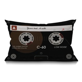 Smooffly Retro Audio Cassette Throw Pillow Music Record Player Low Noise 80s Plastic Tape Waist Lumbar Cotton Linen Throw Pillow case Cushion Cover for Sofa Home Decorative Oblong 12x20 Inches