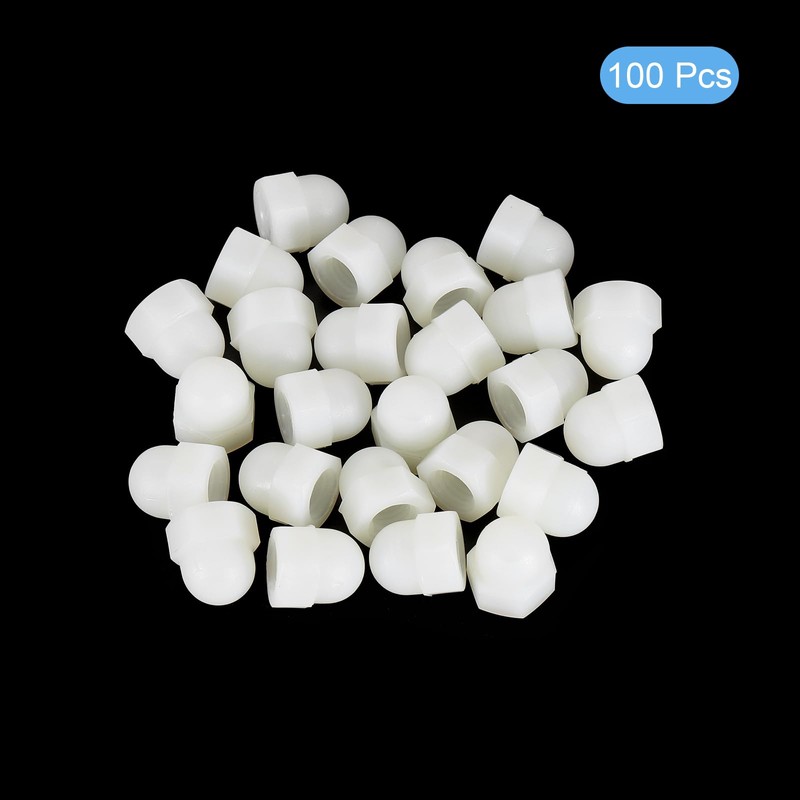 sourcing map M8x1.25 Acorn Cap Nuts, 100Pcs Nylon Dome Cap