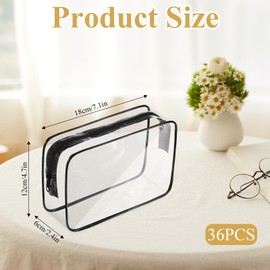 36Pcs Clear Makeup Bags with Zipper, TSA Approved Toiletry Bags for Travel Waterproof Cosmetic Zipper Pouches Portable PVC Plastic Organizer Bag for Women Men