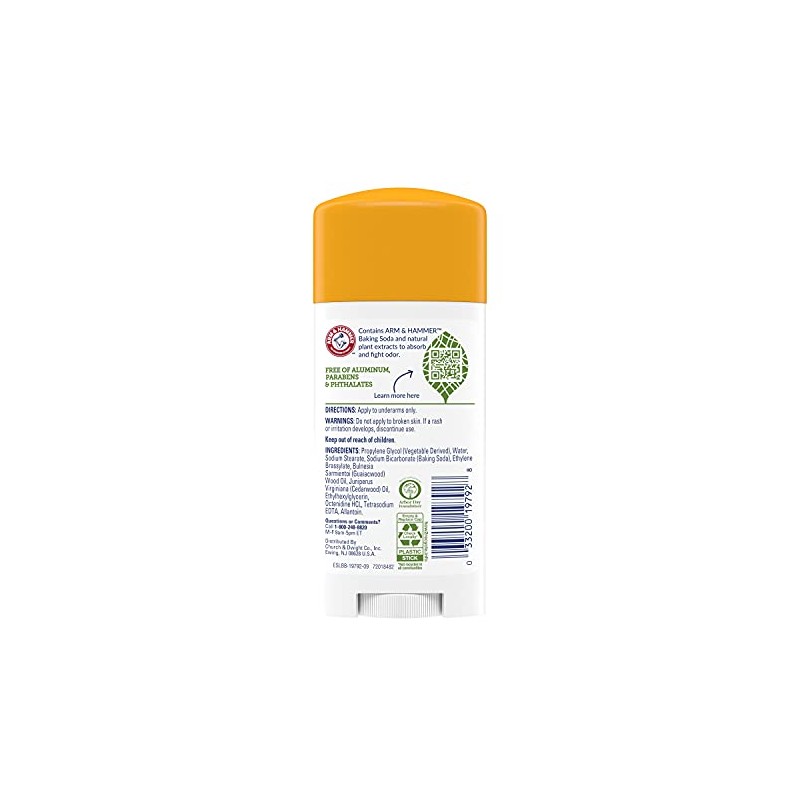 Arm & Hammer Essentials Solid Deodorant, Unscented,2.5 oz, 6 Count