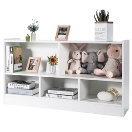 SILKYDRY Cube Bookcase, 2-Tier 5 Cube Open Storage Cabinet, Horizontal Bookshelf for Organizing Toys Books, Multipurpose Display Book Shelves for Home Office, Children's Rooms, Classroom (White)