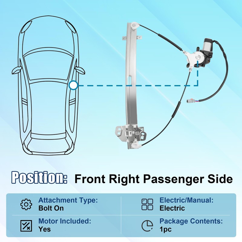 741-303 Front Passenger Side Power Window Regulator and Motor Assembly