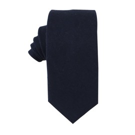 Bridas de algodón para boda con cuello de lino, Azul marino mate, Skinny Tie